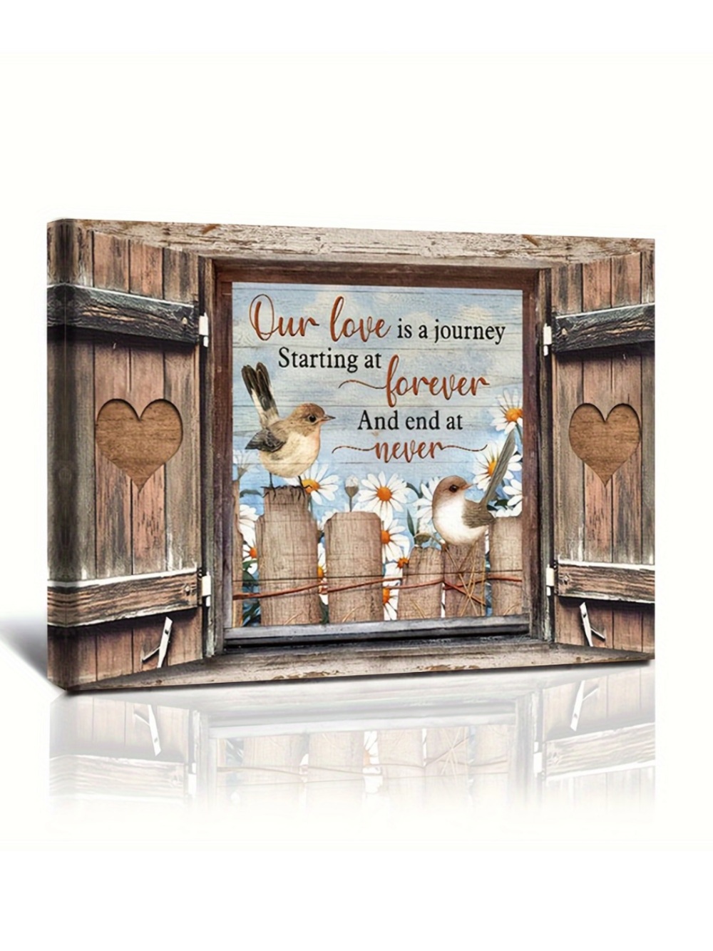 Rustic Window Wall Art with Birds canvas 12x16